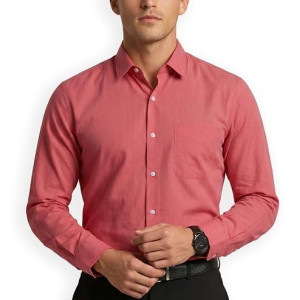 Men's Everyday Solid Slim Fit Full Sleeve Formal Shirt | Cotton-Rich , red