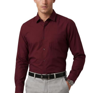 Men's Everyday Solid Slim Fit Full Sleeve Formal Shirt , dark maroon