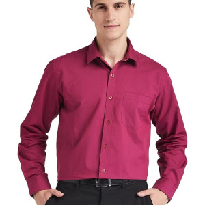 super Cotton Formal Shirt | Plain | Full Sleeve - Regular Fit , Magenta
