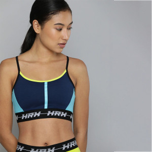 Women Blue Colourblock Sports Bra