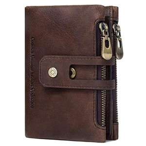 Men's Genuine Leather RFID Blocking Wallet (Brown)