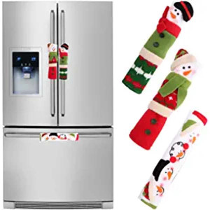 Christmas Refrigerator Handle Covers Set of 3, Christmas Kitchen Decor Snowman Fridge Handle Cover Appliance