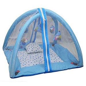 Baby Kick and Play Gym with Mosquito Net and Baby Bedding Set (Blue)