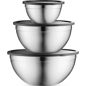 Mixing Bowls with Lids Set, Stainless Steel Mixing Bowls with Airtight Lids