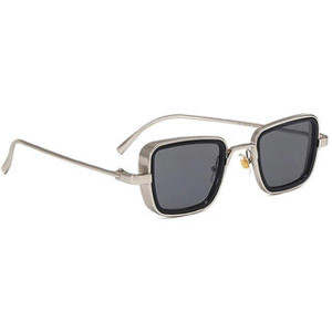 UV Protected Goggles Metal Body Silver Black Sunglasses