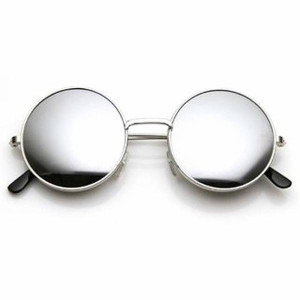 Men Silver Mirrored Round Sunglass