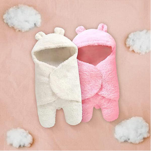 2Pcs Baby Boy's Baby Girl's 3 in 1 Fleece Hooded Blanket Wrapper