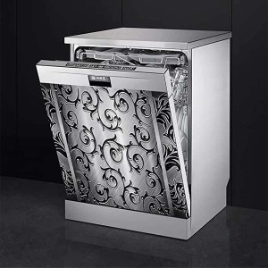Kitchen Decor Dishwasher Magnet Steel Engraved Floral Fridge Door Cover